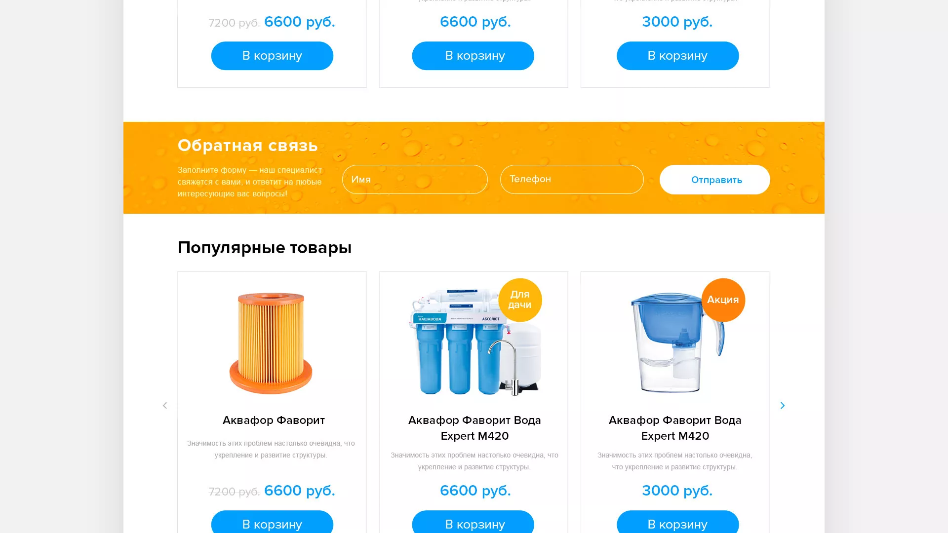 Создание интернет-магазина «Водолей» по продаже фильтров очистных сооружений в Скопине