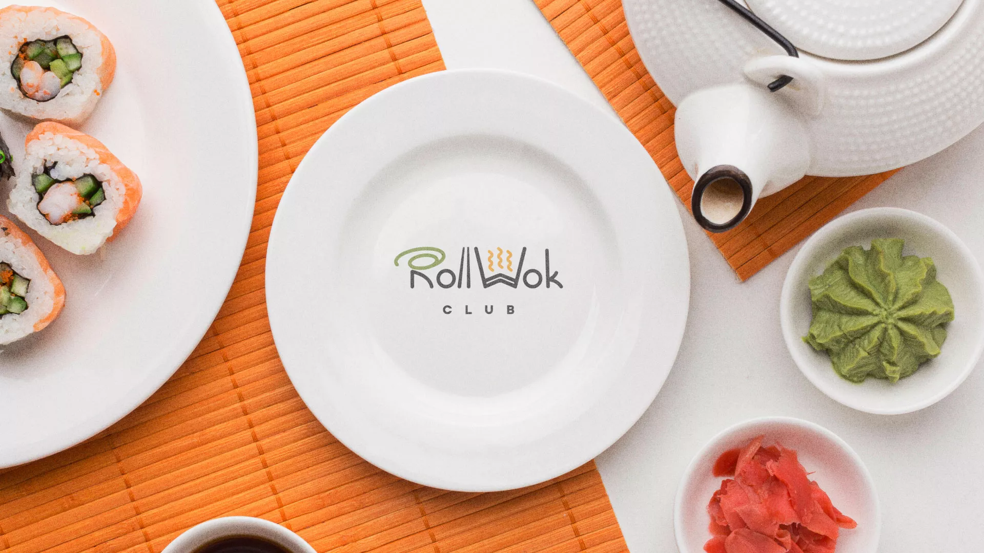 Разработка логотипа и фирменного стиля в Скопине для суши-бара «Roll Wok Club»